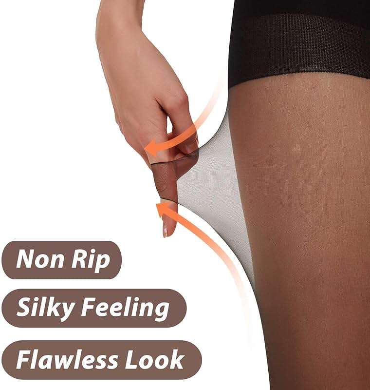 Citystl 3 Pairs Black Sheer Tights for Women - 20D Not Rip Control Top Pantyhose with Reinforced Toes - Resist Tears | 3 Pairs, Not Rip, Resist Tears, with Reinforced Toes, for Women - Image 2