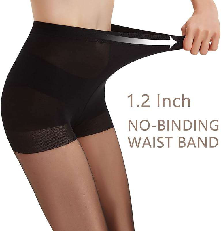 Citystl 3 Pairs Black Sheer Tights for Women - 20D Not Rip Control Top Pantyhose with Reinforced Toes - Resist Tears | 3 Pairs, Not Rip, Resist Tears, with Reinforced Toes, for Women - Image 3