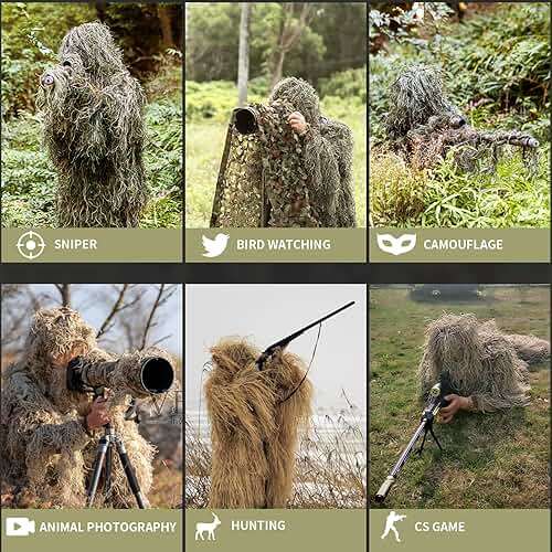 Ghillie Suit Gilly Hunting Suits Pants 3D Leaf Camo Camouflage Coveralls Youth Adult Lightweight Clothes for - Image 5