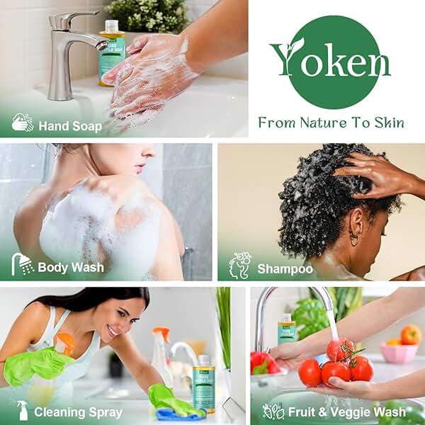 Yoken Pure Castile Liquid Soap Organic (EWG Verified, Unscented, 8 OZ), Made with Organic Oils, No Added Fragrance, Vegan, Castile Soap Liquid for Face, Laundry, Dishes, Sensitive Skin, Travel soaps - Image 3