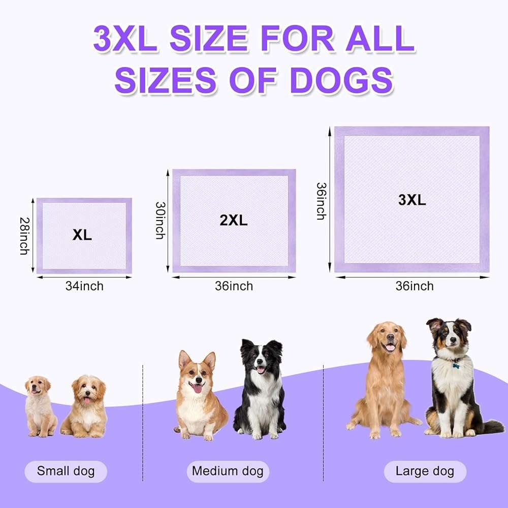 Boscute Lavender Scented Super Absorbent & Leak-Proof Puppy Pads, 36"x36" Odor Control Pet Training Dog Pee Pads, Thicken Quick Dry Pee Pads, Potty Training Pads for Dogs Cats (Lavender Scented) - Image 6