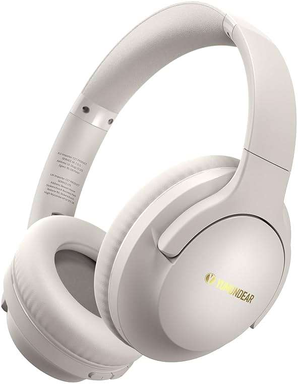 YUMONDEAR Bluetooth Headphones Over Ear, 80H Playtime Wireless Headphone with 3 EQ Modes, Built-in Mic, Deep Bass, HiFi Stereo Foldable Wireless Headset for iPhone PC Travel Workout (Light Gray) - Image 1