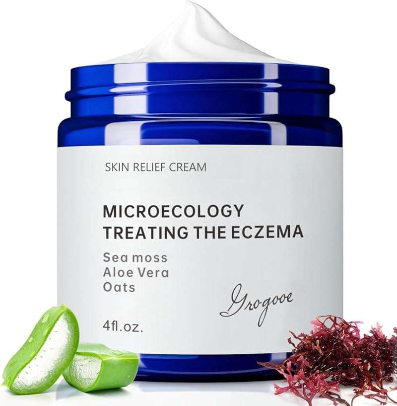 Crogooe Natural Soothing Eczema Cream for Dry & Itchy & Sensitive Skin - Fragrance-Free Moisturizer with Sea Moss, Aloe Vera & Oats for Intense Hydration & Comfort ，Safe for All Ages (4 oz) - Image 1