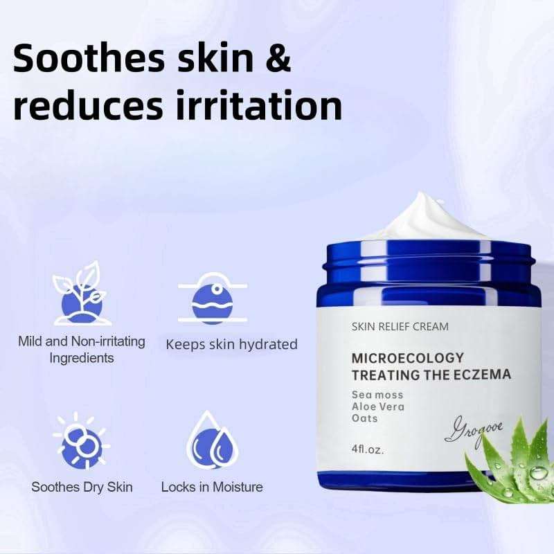 Crogooe Natural Soothing Eczema Cream for Dry & Itchy & Sensitive Skin - Fragrance-Free Moisturizer with Sea Moss, Aloe Vera & Oats for Intense Hydration & Comfort ，Safe for All Ages (4 oz) - Image 5