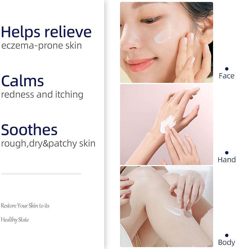 Crogooe Natural Soothing Eczema Cream for Dry & Itchy & Sensitive Skin - Fragrance-Free Moisturizer with Sea Moss, Aloe Vera & Oats for Intense Hydration & Comfort ，Safe for All Ages (4 oz) - Image 6