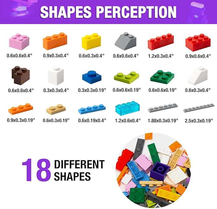 MANNIDOO 1600 Pieces Building Bricks, Building Bulk Block with 2 Packs 24x24 Studs Sticky Plate and 46PCS Wheel Accessory - Compatible with All Major Bricks, Gfits for Kid - 18 Shape/16 Colo - Image 6