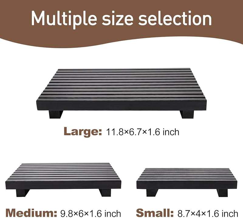 Renawe Small Black Bathroom Decor Tray for Counter Dish Soap Holder Wooden Pedestal Stand for Kitchen Sink Soap Dispenser Wood Risers Kitchen Accessories Countertop Vanity Counter Sponge Sink Tray - Image 4