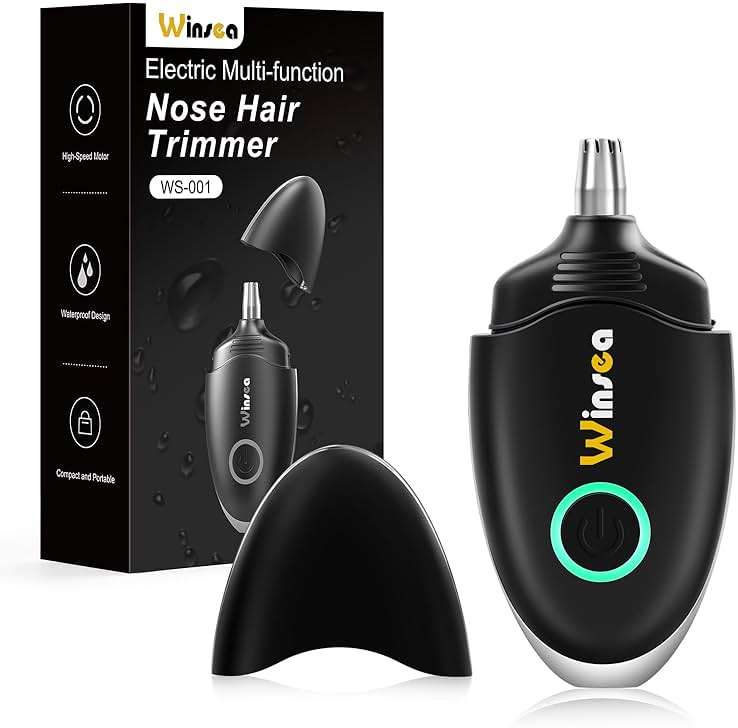 Winsea Ear and Nose Hair Trimmer for Men and Women – Travel Trimmer, High-Precision Nose Shaver, USB Rechargeable, Waterproof, Safe & Quiet Operation, Portable Ear Hair Remover Design (Black) - Image 1