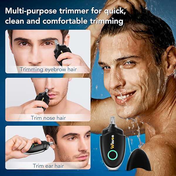 Winsea Ear and Nose Hair Trimmer for Men and Women – Travel Trimmer, High-Precision Nose Shaver, USB Rechargeable, Waterproof, Safe & Quiet Operation, Portable Ear Hair Remover Design (Black) - Image 2