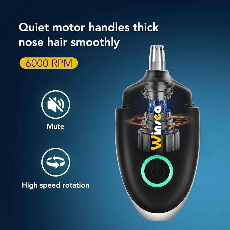Winsea Ear and Nose Hair Trimmer for Men and Women – Travel Trimmer, High-Precision Nose Shaver, USB Rechargeable, Waterproof, Safe & Quiet Operation, Portable Ear Hair Remover Design (Black) - Image 5
