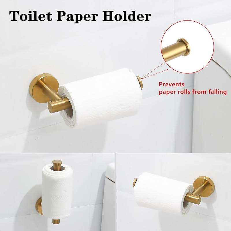 Ntipox Brushed Gold Bathroom Hardware Accessories Set 5 Piece, Stainless Steel Bath Towel Bar Set 24 Inch,Toilet Paper Holder,Towel Ring Holder,Towel Rack Set,Gold Bathroom Accessories Kit - Image 6