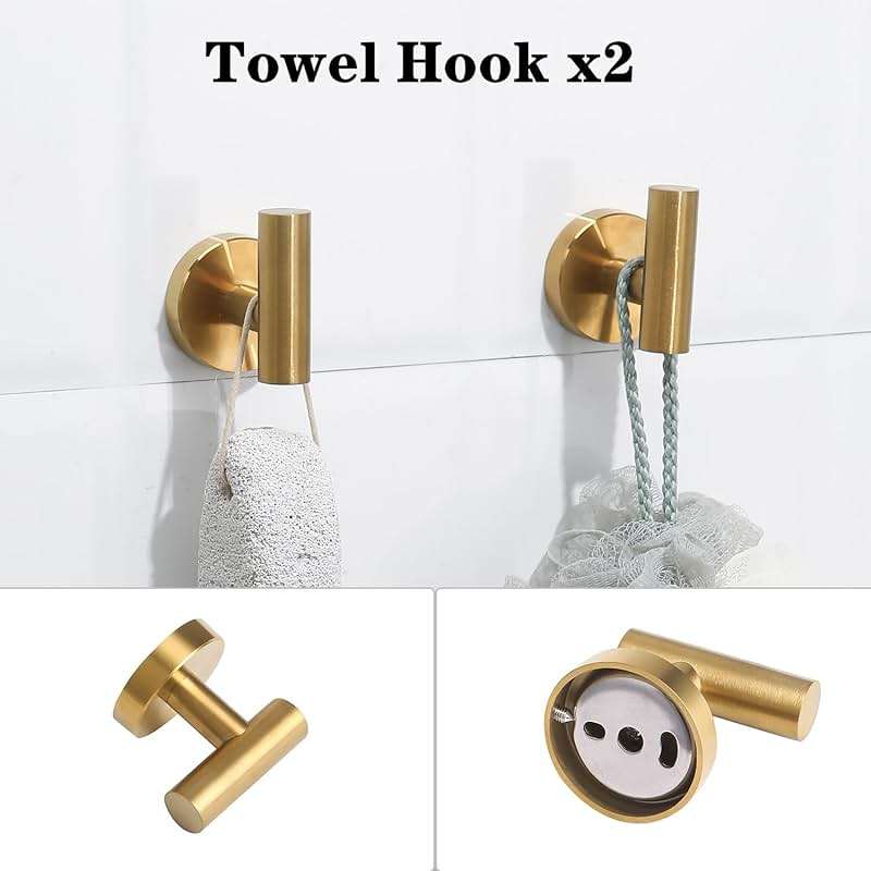 Ntipox Brushed Gold Bathroom Hardware Accessories Set 5 Piece, Stainless Steel Bath Towel Bar Set 24 Inch,Toilet Paper Holder,Towel Ring Holder,Towel Rack Set,Gold Bathroom Accessories Kit - Image 7