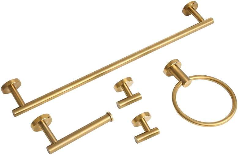 Ntipox Brushed Gold Bathroom Hardware Accessories Set 5 Piece, Stainless Steel Bath Towel Bar Set 24 Inch,Toilet Paper Holder,Towel Ring Holder,Towel Rack Set,Gold Bathroom Accessories Kit - Image 8