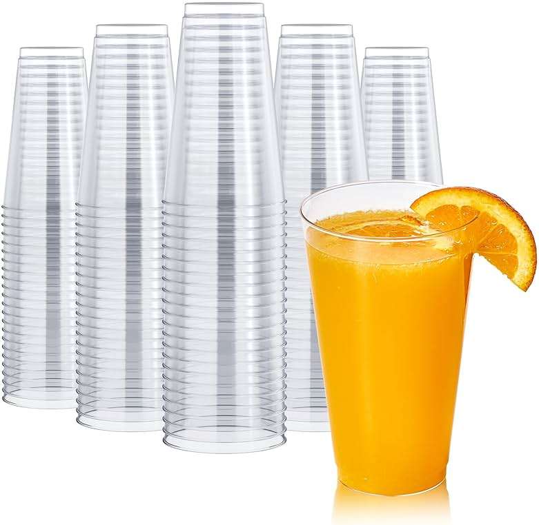 FOCUSLINE 200 Pack 16 oz Clear Plastic Cups, Large Disposable Cups Plastic Party Cup, 16 Ounce Heavy duty Clear Cups for Party, Thanksgiving, Halloween, Christmas - Image 1