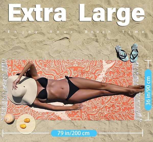 Widdonen Thin Turkish Beach Towel Lightweight Quick Dry Absorbent Cotton Bathroom Bath Pool Swim Towels Extra Large Oversized Sand Free Beach Accessories Essentials Cloud Gifts for Adult - Image 2