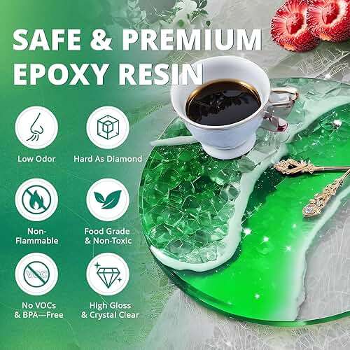 Resin Epoxy, KHKD RESIN 1 Gallon Epoxy Resin Kit- 2 Part Crystal Clear Resina Epoxica - High Gloss Odorless, UV & Impact Resistance Food Grade Epoxy Perfect for DIY Crafts, Jewelry, Art Coating - Image 4