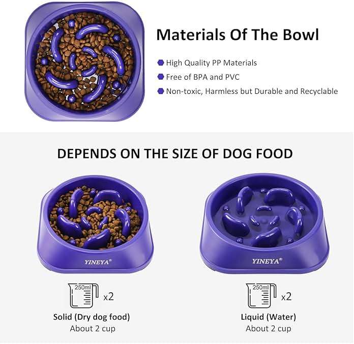 YINEYA Slow Feeder Dog Bowls, Pet Supplies That Slow Down Eating, Pet Food Bowls, Maze Dog Puzzle Feeder for Medium Breed - Image 6