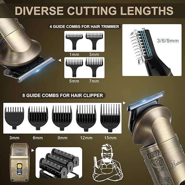 Hatteker Professional Hair Clipper Electric Razor Foil Shavers for Men Body Nose Ear Hair Grooming Kit with Triple Blades Cordless Waterproof - Image 5