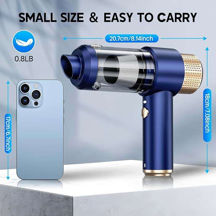 JONYJ Handheld Car Vacuum Cleaner, 16000PA Hand Held Vacuum Portable Cordless, 2 in 1 Air Duster and Vacuum Cleaner with LED Light, Multi-Nozzles, 120W High Power Mini Vacuum for Home, Pet, Office - Image 2