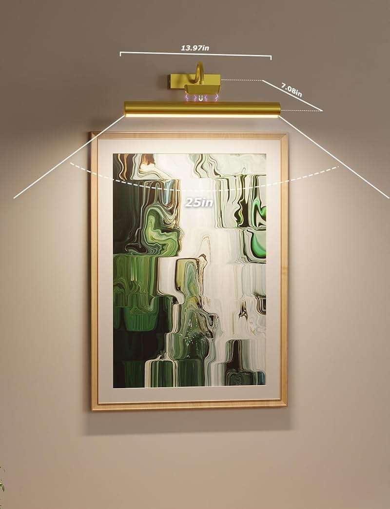 13" Aluminum Wireless Picture Lights for Wall, 5000mAh Rechargeable Battery Operated Wall Art Lighting, Dimmable 3-Color Gallery Painting Light for Pictures On Wall, with Remote/Timer [Gold, 2Pack] - Image 6