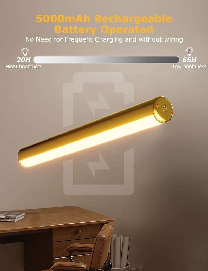 13" Aluminum Wireless Picture Lights for Wall, 5000mAh Rechargeable Battery Operated Wall Art Lighting, Dimmable 3-Color Gallery Painting Light for Pictures On Wall, with Remote/Timer [Gold, 2Pack] - Image 8