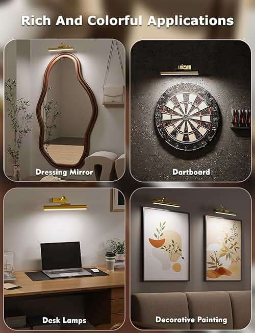 13" Aluminum Wireless Picture Lights for Wall, 5000mAh Rechargeable Battery Operated Wall Art Lighting, Dimmable 3-Color Gallery Painting Light for Pictures On Wall, with Remote/Timer [Gold, 2Pack] - Image 9