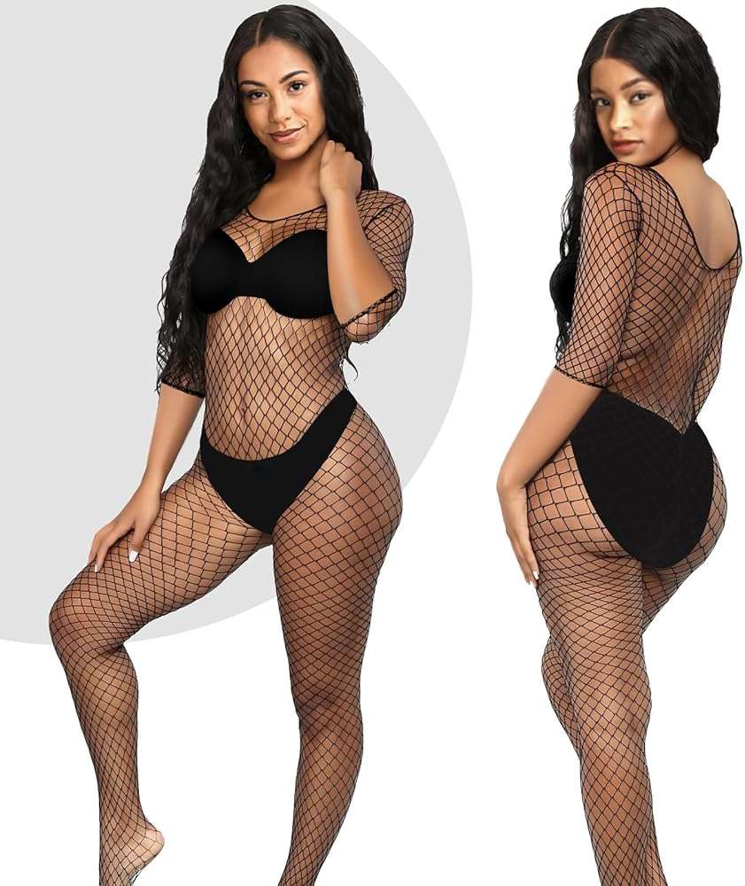 BOARDFEB 3 Packs Women Fishnet Bodysuits Mesh BodyStocking Fishnet Lingerie Long Sleeve Bodysuits One Piece Jumpsuit - Image 6