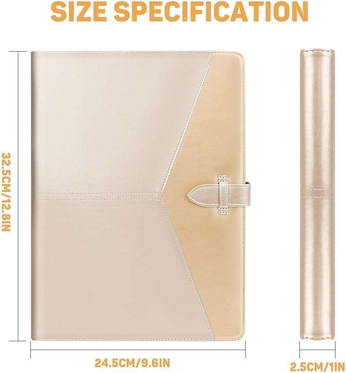 Toplive Executive Resume Padfolio Folder Business Portfolio Interview Presentation Legal Writing Pad Organizer with Card Holder Document Sleeve for Men Women, Gold - Image 3