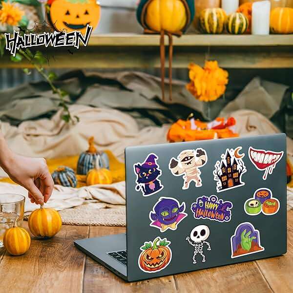 Halloween Party Favors - 100 PCS Pumpkin Bat Spider Stickers,Kids Halloween Games Treats Crafts Gifts Party Supplies Decorations - Image 2