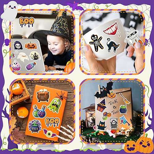 Halloween Party Favors - 100 PCS Pumpkin Bat Spider Stickers,Kids Halloween Games Treats Crafts Gifts Party Supplies Decorations - Image 5