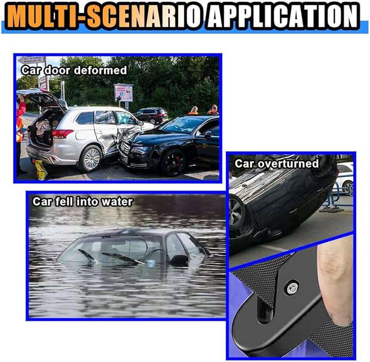 Car Safety Hammer, 3-in-1 Car Emergency Escape Tool with Window Breaker & Seat Belt Cutter, Car Emergency Kit Gadgets for Car, Office, Home (Black, 1pcs) - Image 5
