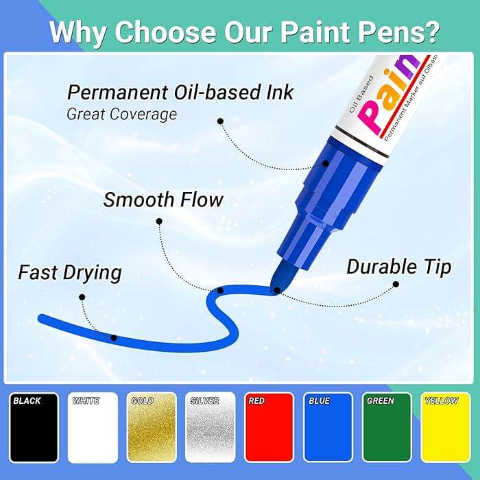 ANYUKE Oil Based Paint Markers, 8 Colors Dual Tip Paint Pens Paint Markers(0.7mm & 3mm), Waterproof Paint Pen for Rock Painting, Metal Wood Glass Stone Canvas Mugs Fabric Plastic - Image 4