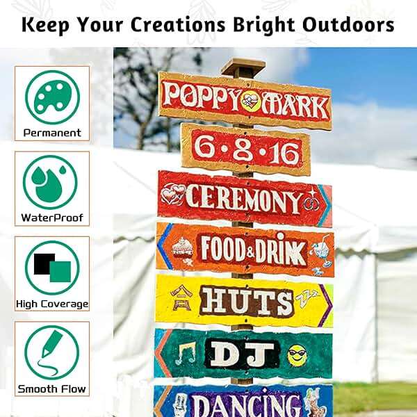 KERIFI Oil Based Paint Markers, 12 Colors Dual Tip Waterproof Outdoor Paint Pens, Quick-Dry, Permanent Markers for Metal Glass Wood Rock Painting Fabric Tire Plastic Canvas Ceramic DIY Art Craft - Image 2