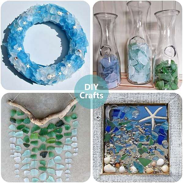 QYGL Sea Glass for Crafts - 14oz Green Frosted Seaglass Pieces - Vase Filler and Aquarium Ornament, DIY Craft Supplies for Art, Beach Weddings, and Home Decor - Image 5