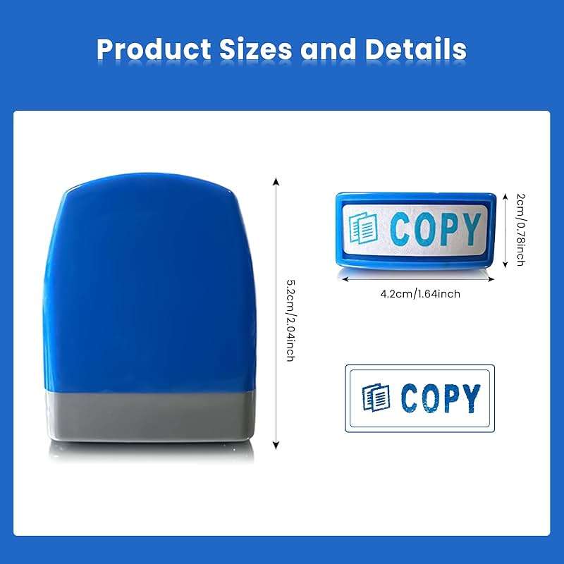 8PCS Office Stamps Set, Paid Scanned Approved Copy Faxed Completed Entered Return to Sender Message Stamp with Storage Tray, Rubber Business Stamp in Red and Blue Ink, Account Finance Staff Supplies - Image 2