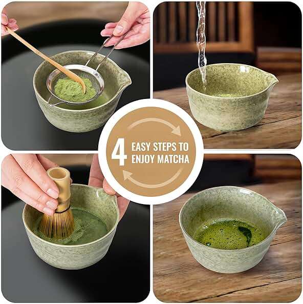 Matcha Whisk Set, Matcha Making Kit Whisk (Chasen Holder), Ceramic Whisk Holder (Mottled Green), Bamboo Scoop, Powder Starter Sifter, Spoon Japanese Tea Tools For Ceremony Gift - Image 7