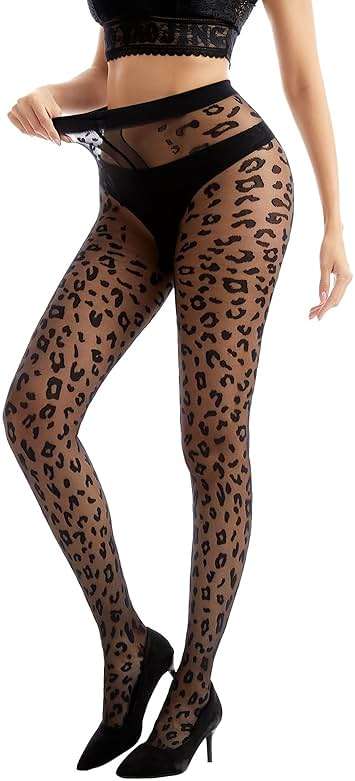 Viyongan Patterned Tights for Women High Waist Pantyhose Black Sheer Stockings 15D - Image 3