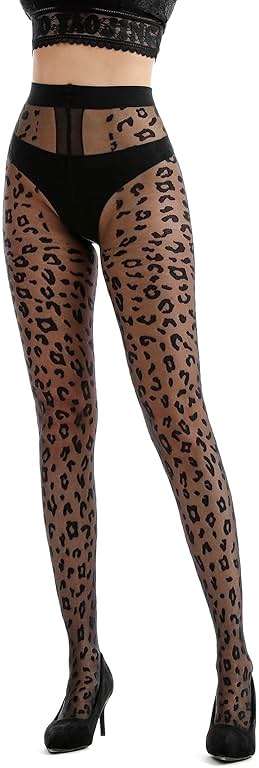 Viyongan Patterned Tights for Women High Waist Pantyhose Black Sheer Stockings 15D - Image 4
