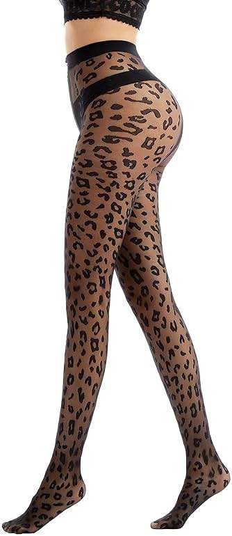 Viyongan Patterned Tights for Women High Waist Pantyhose Black Sheer Stockings 15D - Image 5