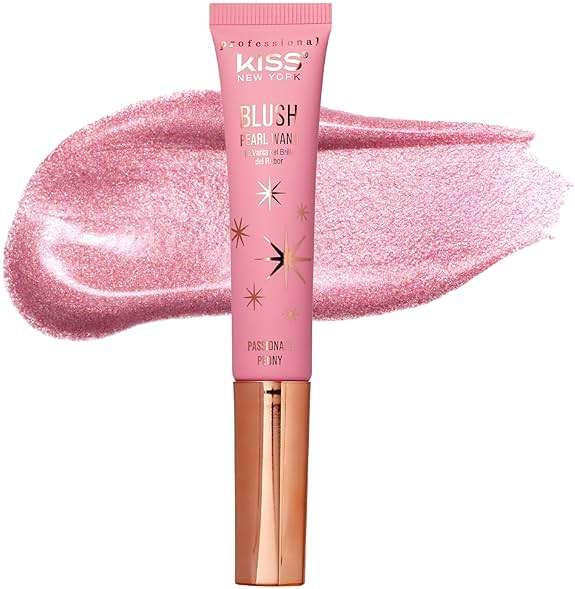 Kiss New York Professional Pearl Liquid Blush Beauty Wand, High Pigment Glow for Cheek, Eye & Lip, Non-Greasy Hydration Lightweight with Sponge-Tip Applicator (Passionate Peony) - Image 1