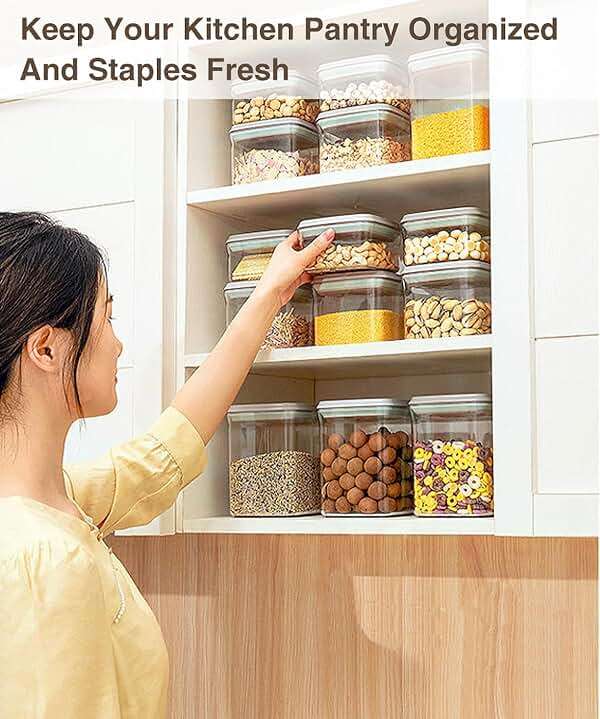 Melovom Pop Food Storage Containers Airtight Food Storage Containers Set with Lids Kitchen Pantry Organization and Storage, Stackable, BPA Free, 3 x 1.2Qt - Image 3
