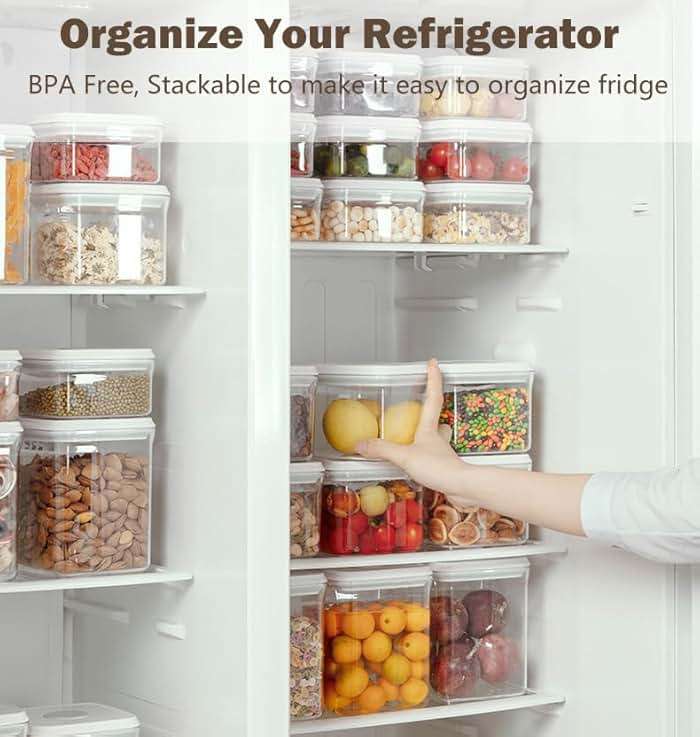 Melovom Pop Food Storage Containers Airtight Food Storage Containers Set with Lids Kitchen Pantry Organization and Storage, Stackable, BPA Free, 3 x 1.2Qt - Image 5