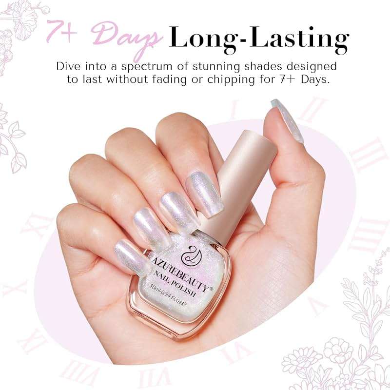 AZUREBEAUTY Chrome Quick Dry Nail Polish | Shine Pearl, Natural Lustrous Enamel | DIY Manicure & Pedicure with Chrome Finish - Image 7