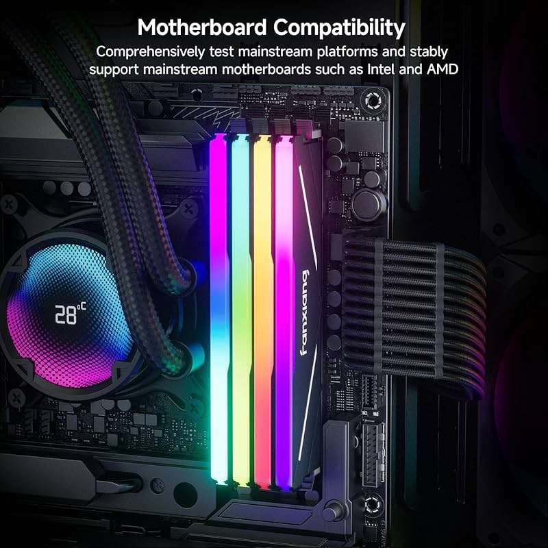 fanxiang RGB DDR4 RAM 32GB (2x16GB) 3200MHz CL16 V1.35, Desktop Gaming Machine Overclocking Memory, Intel XMP 2.0 & AMD Compatible - Black - Image 2