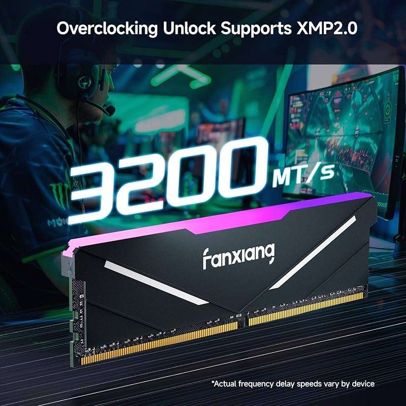 fanxiang RGB DDR4 RAM 32GB (2x16GB) 3200MHz CL16 V1.35, Desktop Gaming Machine Overclocking Memory, Intel XMP 2.0 & AMD Compatible - Black - Image 4
