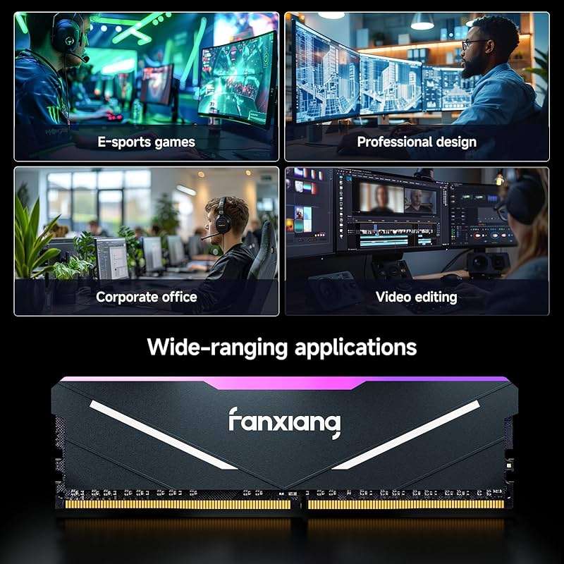 fanxiang RGB DDR4 RAM 32GB (2x16GB) 3200MHz CL16 V1.35, Desktop Gaming Machine Overclocking Memory, Intel XMP 2.0 & AMD Compatible - Black - Image 5