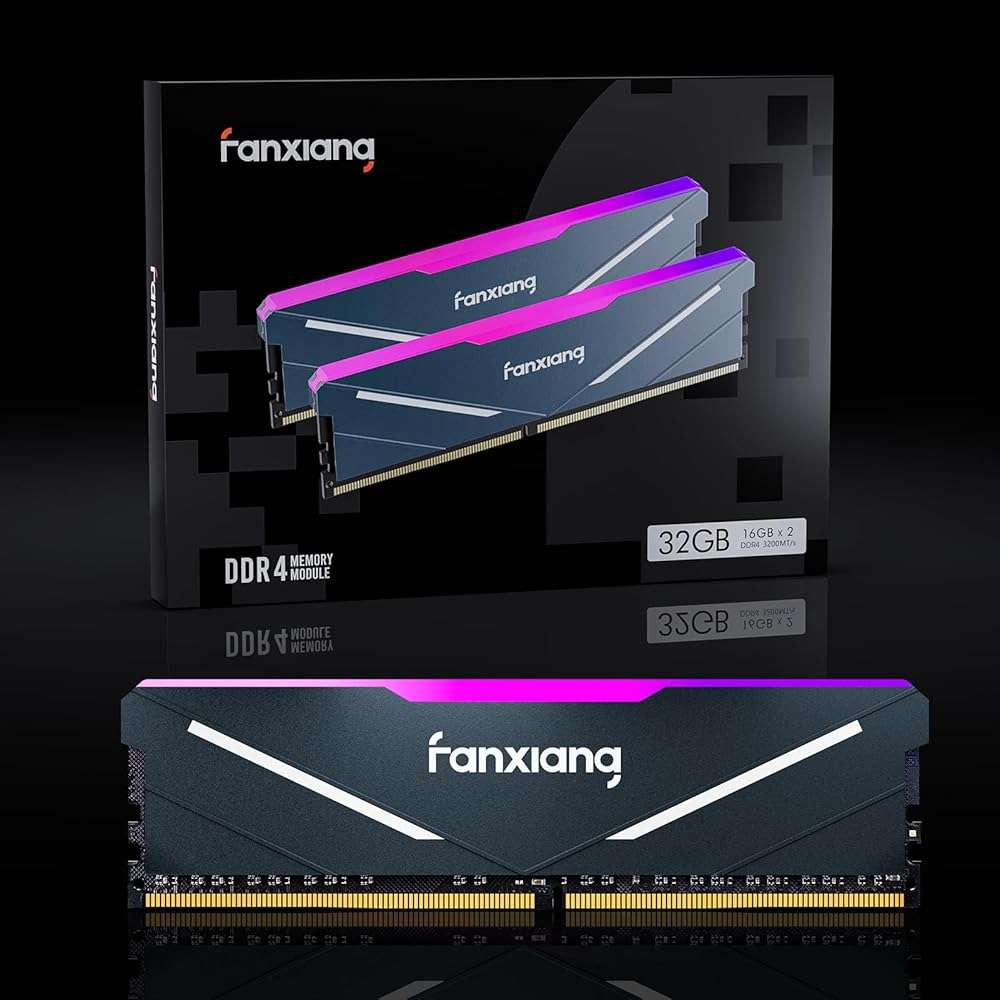 fanxiang RGB DDR4 RAM 32GB (2x16GB) 3200MHz CL16 V1.35, Desktop Gaming Machine Overclocking Memory, Intel XMP 2.0 & AMD Compatible - Black - Image 8
