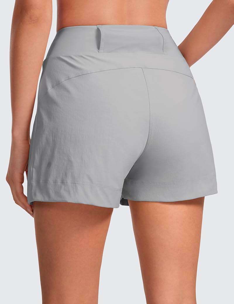 CRZ YOGA Women's Lightweight Mid Rise Hiking Shorts 4'' - Stretch for Athletic Summer Travel Outdoor Golf with Zip Pockets - Image 2