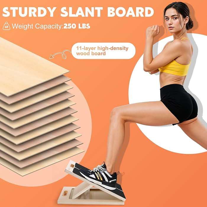Slant Board for Calf Stretching, Adjustable Wooden Calf Stretcher Incline Board, Calf Stretch Board for Squats Leg Knees Heel Ankle Stretching - Image 3