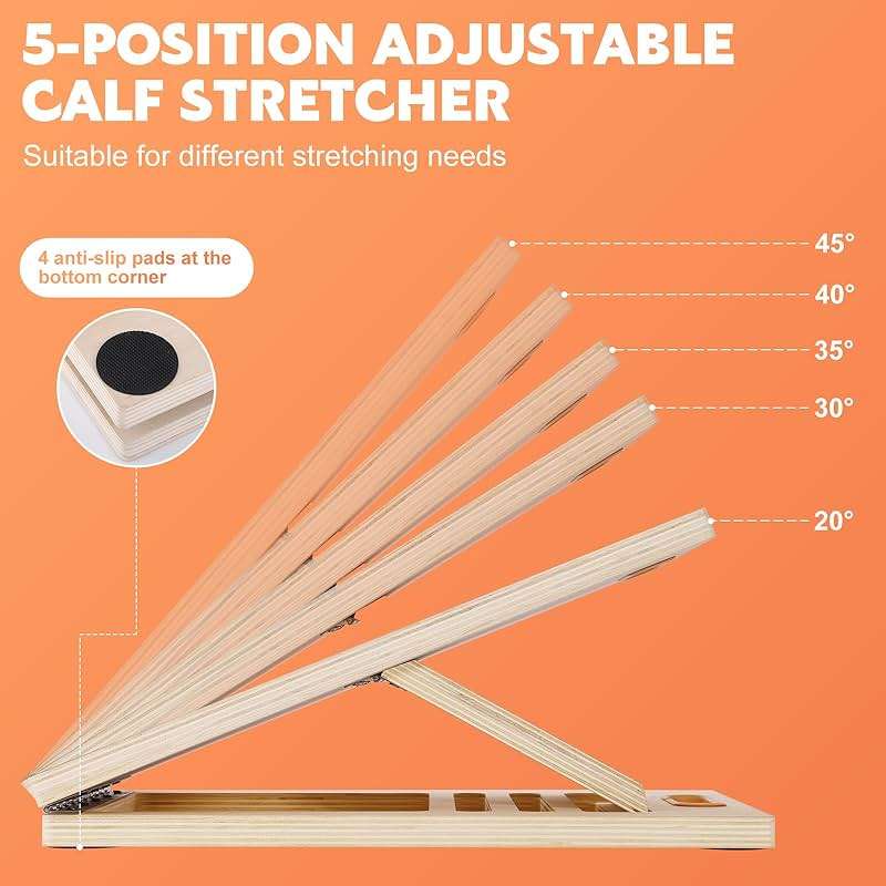 Slant Board for Calf Stretching, Adjustable Wooden Calf Stretcher Incline Board, Calf Stretch Board for Squats Leg Knees Heel Ankle Stretching - Image 4